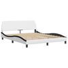 vidaXL Bed with Mattress "Dover" White and Black 160x200 cm Faux Leather