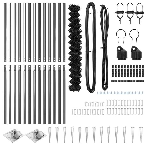 vidaXL St&auml;ngselstolpe Gr&aring; 25 x 1,6 m (60 x 60 mm n&auml;t) St&aring;l och PVC