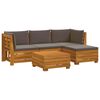 vidaXL Utomhussoffset med kudde 5 Stycke Brun Massivt Akaciatr&auml;