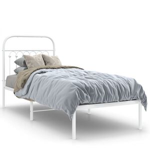 vidaXL S&auml;ngram utan madrass med huvudgavel metall vit 75x190 cm