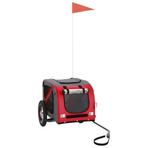 vidaXL Cykelvagn f&ouml;r djur r&ouml;d och gr&aring; oxfordtyg och j&auml;rn