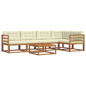 vidaXL Utomhussoffset med kudde 6 pcs Naturlig och Gr&auml;dde