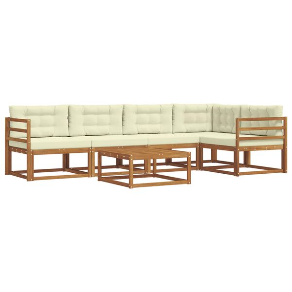 vidaXL Utomhussoffset med kudde 6 pcs Naturlig och Gr&auml;dde