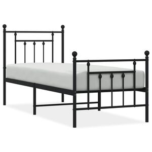 vidaXL S&auml;ngram med huvudgavel och fotgavel svart metall 75x190 cm