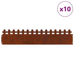 vidaXL Gr&auml;skanter 10 pcs Rostig 103 x 0,05 x 22 cm V&auml;derbest&auml;ndig st&aring;l