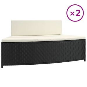vidaXL Spab&auml;nk med dynor 2 st svart konstrotting
