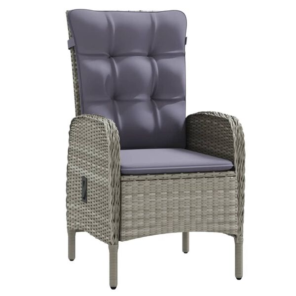 vidaXL Matgrupp f&ouml;r tr&auml;dg&aring;rden med dynor 3 delar gr&aring; och svart