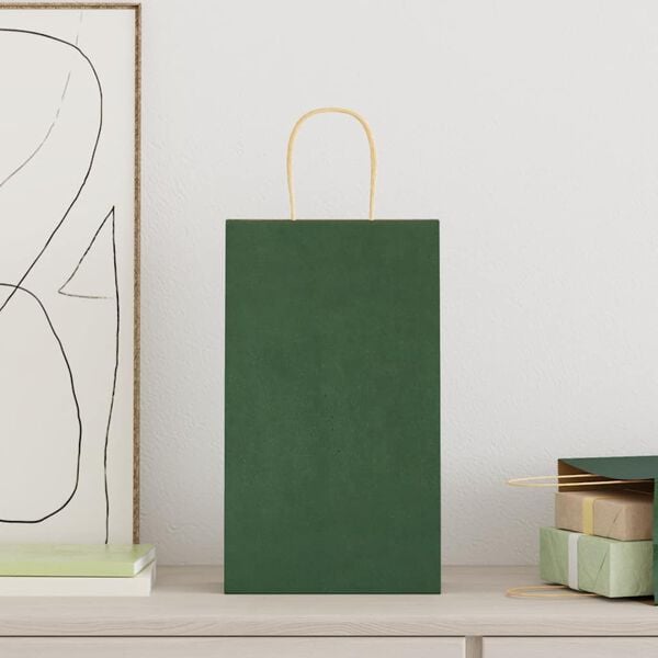 vidaXL Pappersp&aring;sar 50 st med handtag gr&ouml;n 21x11x36 cm