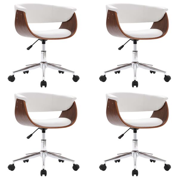 vidaXL Snurrbara matstolar 4 st vit konstl&auml;der