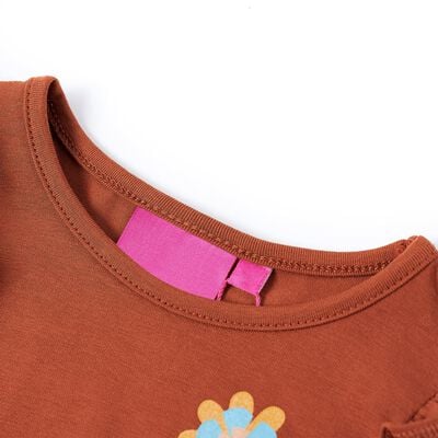 T-shirt med långa ärmar för barn konjaksbrun 92