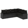 vidaXL Loungegrupp med dynor 6 delar svart konstrotting