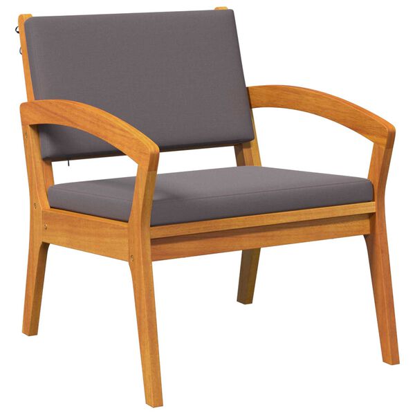 vidaXL Trädgård Stol med kudde 2 pcs Brun Massivt akaciaträ