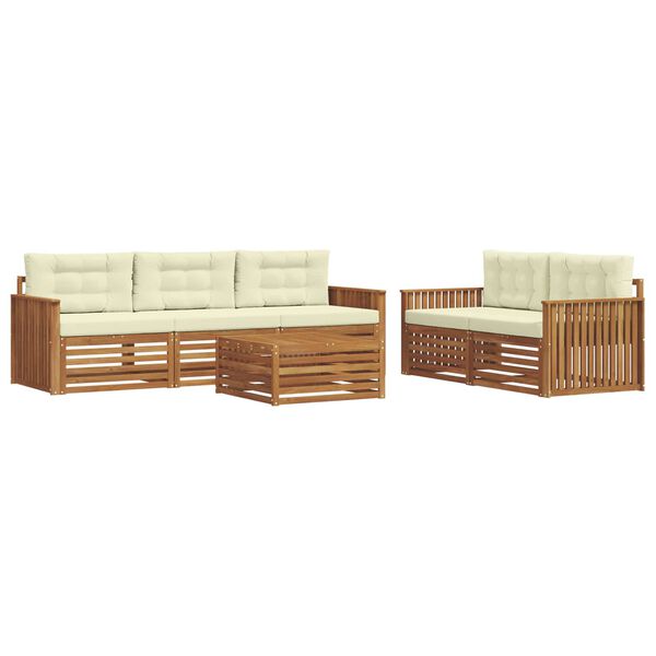 vidaXL Utomhussoffset med kudde 6 pcs Naturlig och Gr&auml;dde