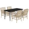 vidaXL Matgrupp f&ouml;r tr&auml;dg&aring;rden med dynor 5 delar beige konstrotting