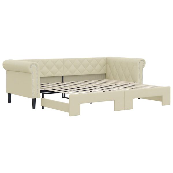 vidaXL Dagb&auml;dd utdragbar gr&auml;ddvit 90x200 cm konstl&auml;der