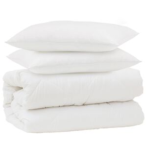 vidaXL T&auml;ckeset med kudde 3 pcs Vit Mikrofiber och Dunfj&auml;der