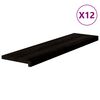 vidaXL Trappstegsmattor 12 pcs brunsvart 100x25x2 cm massiv ek