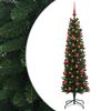 vidaXL Smal konstgjord julgran med julkulor 120 cm 150 LED-lampor