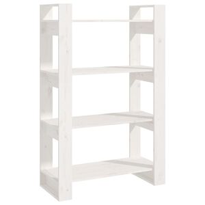 vidaXL Bokhylla/Rumsavdelare vit 80x35x125 cm massiv furu