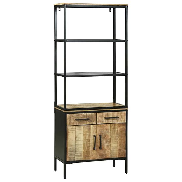 vidaXL Sk&aring;p med l&aring;da Brun 70 x 35 x 180 cm Massivt mangotr&auml;