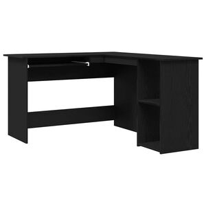 vidaXL H&ouml;rnskrivbord Svart Ek 120 x 140 x 75 cm Konstruerat tr&auml;