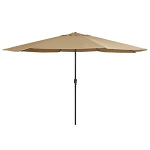 vidaXL Tr&auml;dg&aring;rdsparasoll med metallst&aring;ng 390 cm taupe