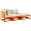 vidaXL Soffgrupp för trädgården med dynor 3 delar vaxbrun massiv furu