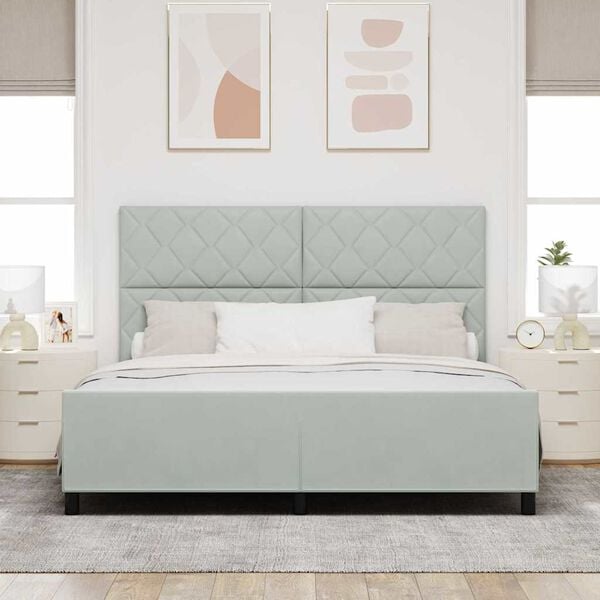 vidaXL B&auml;ddfj&auml;der med huvudgavel Ljusgr&aring; 180 x 200 cm Sammet