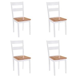 vidaXL Matstolar 4 st vit massivt gummiträ