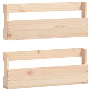 vidaXL V&auml;ggmonterade skost&auml;ll 2 st 59x9x23 cm massivt furu