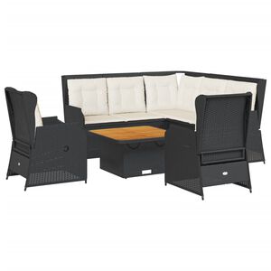 vidaXL Loungegrupp med dynor 6 delar svart konstrotting