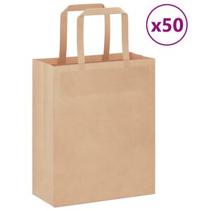 vidaXL Pappersp&aring;sar 50 st med handtag brun 18x8x22 cm