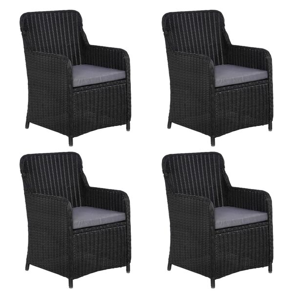 vidaXL Matgrupp f&ouml;r tr&auml;dg&aring;rden 5 delar svart