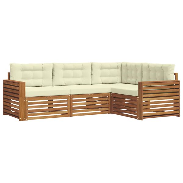 vidaXL Utomhussoffset med kudde 4 pcs Naturlig och Gr&auml;dde