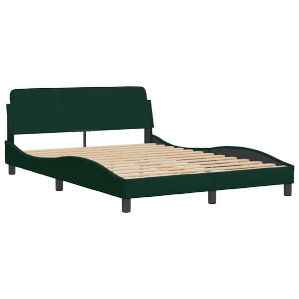 vidaXL Bed Frame "Dover" Dark Green 140x200 cm Velvet