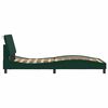 vidaXL Bed Frame with LED without Mattress "Hanko" Dark Green 100x200 cm Velvet