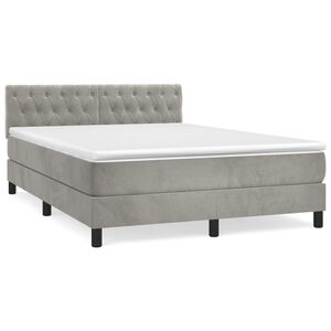 vidaXL Rams&auml;ng med madrass ljusgr&aring; 140x190 cm sammet