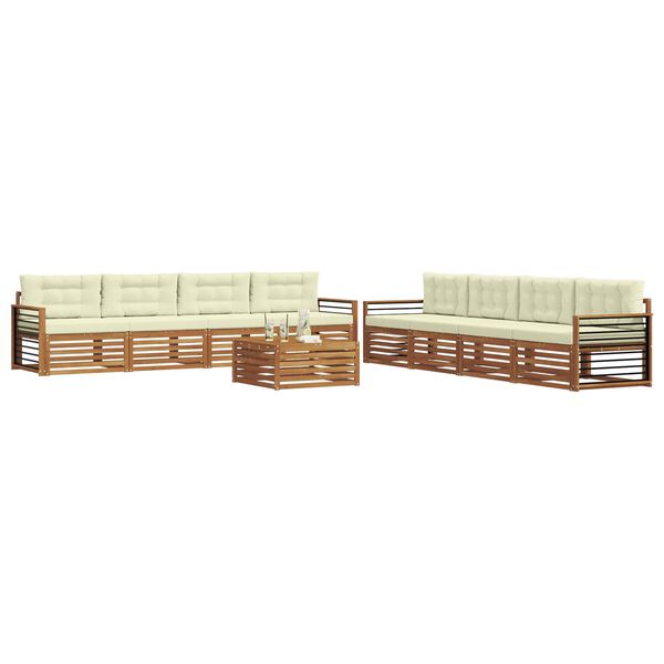 vidaXL Utomhussoffset med kudde 9 pcs Naturlig och Gr&auml;dde