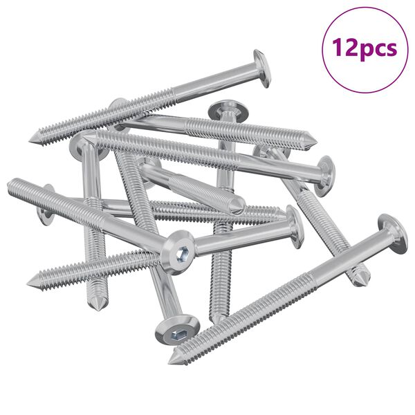 vidaXL M&ouml;belskruvar 12 pcs Silver M6 x 70 mm St&aring;l