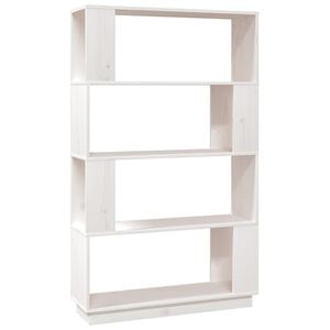 vidaXL Bokhylla/Rumsavdelare vit 80x25x132 cm massiv furu