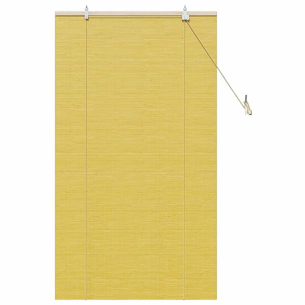 vidaXL Rullgardin med gardiner Gul 90 x 160 cm Bambu