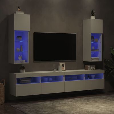 vidaXL TV-bänk med LED-belysning 2 st vit 30,5x30x90 cm