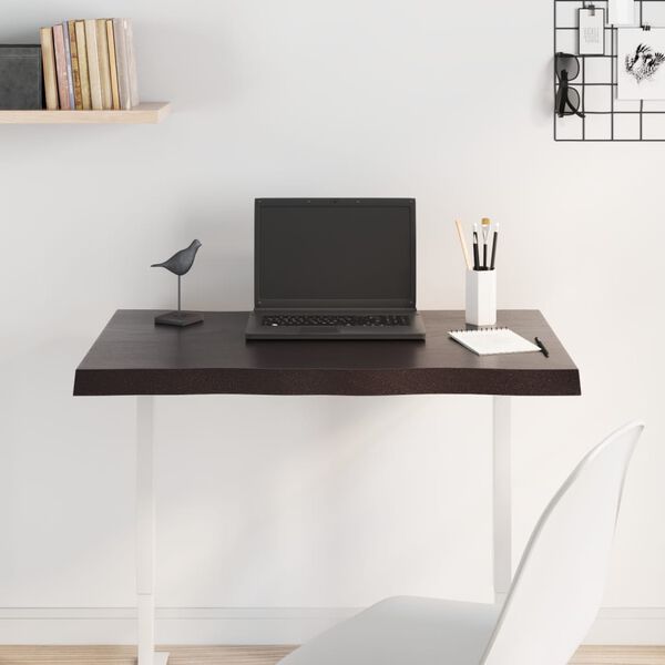 vidaXL Bordsskiva m&ouml;rkbrun 80x60x(2-4) cm massivt tr&auml; levande kant