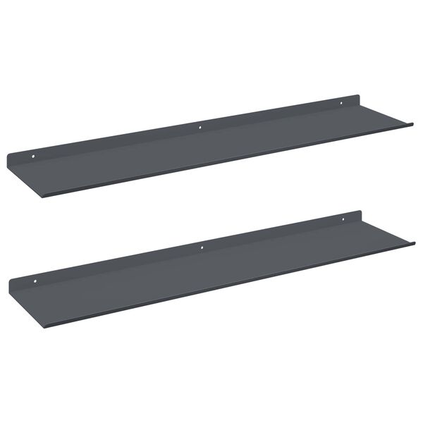 vidaXL Flytande hylla 2 pcs Antracit 80 x 18 x 2,5 cm St&aring;l