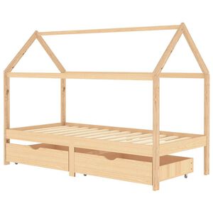 vidaXL Barns&auml;ng med l&aring;dor massiv furu 90x200 cm