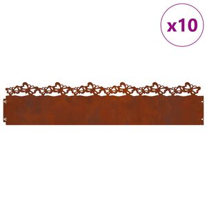 vidaXL Gr&auml;skanter 10 pcs Rostig 103 x 0,05 x 22 cm V&auml;derbest&auml;ndig st&aring;l