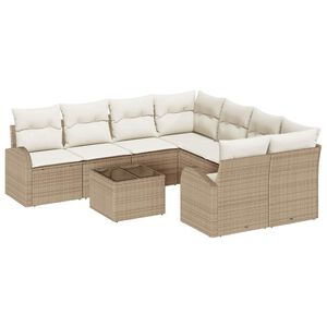 vidaXL Soffset 9 st 8-Antal sittplatser Beige och gr&auml;ddf&auml;rgad