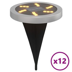 vidaXL Soldrivna marklampor med markspett 12 st varmvit