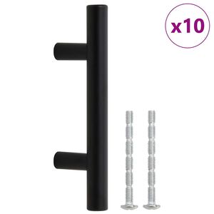vidaXL Sk&aring;phandtag 10 st svart 64 mm rostfritt st&aring;l