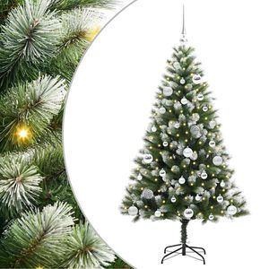 vidaXL Konstgjord g&aring;ngj&auml;rnsjulgran med flockad sn&ouml; 150 LED-lampor